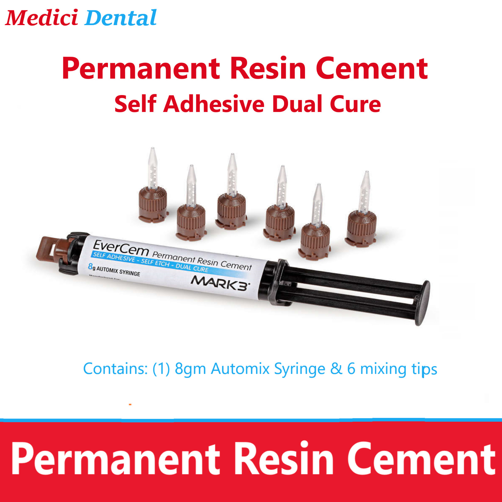 Dental Permanent Resin Cement Universal Dual Cure 8gm. Automix Syr, Exp: 05/2024
