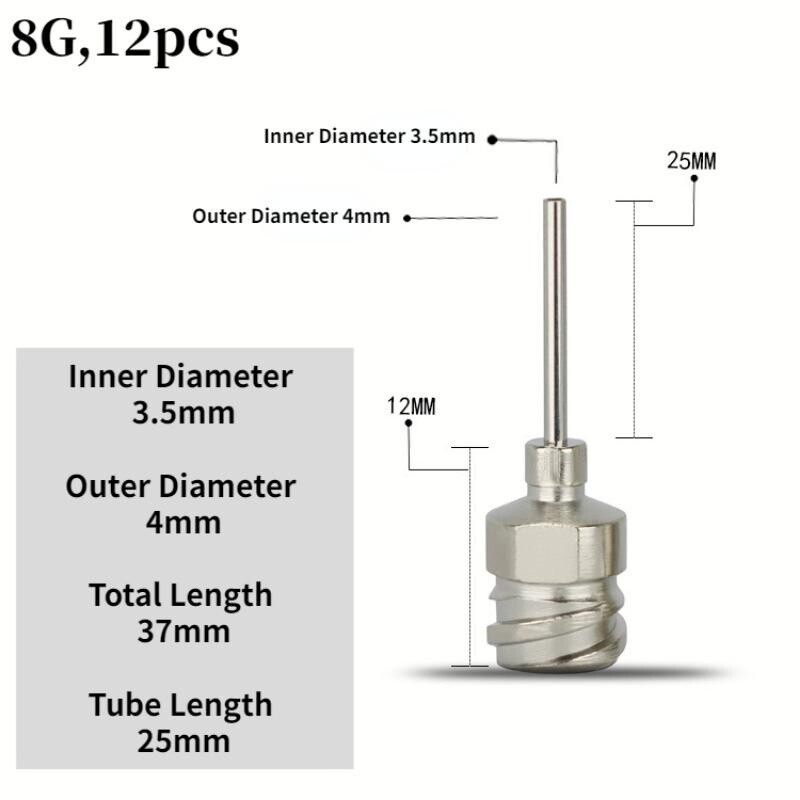 12pcs 1″ Dispensing Needles Stainless Steel Blunt Tip Double Screw Interface Kit