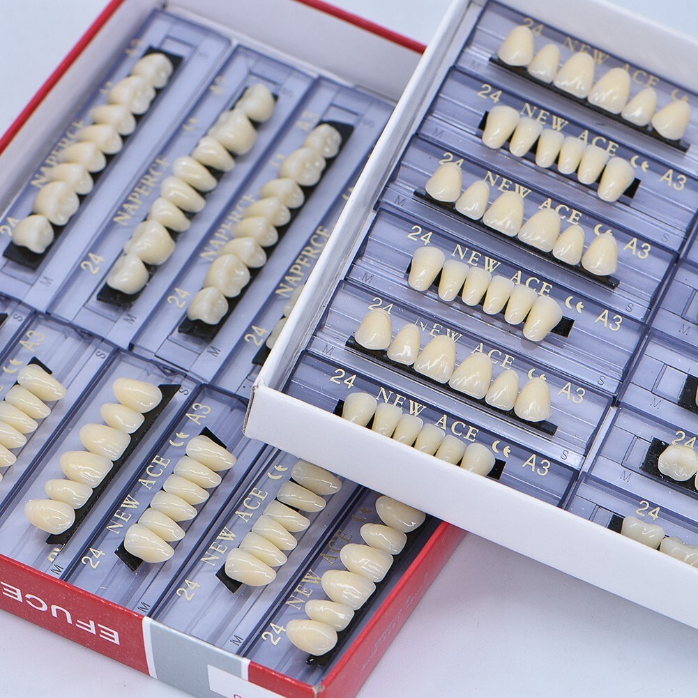 168Pcs Dental Acrylic Resin Denture 24# Shade A3 Full Upper Lower False Teeth