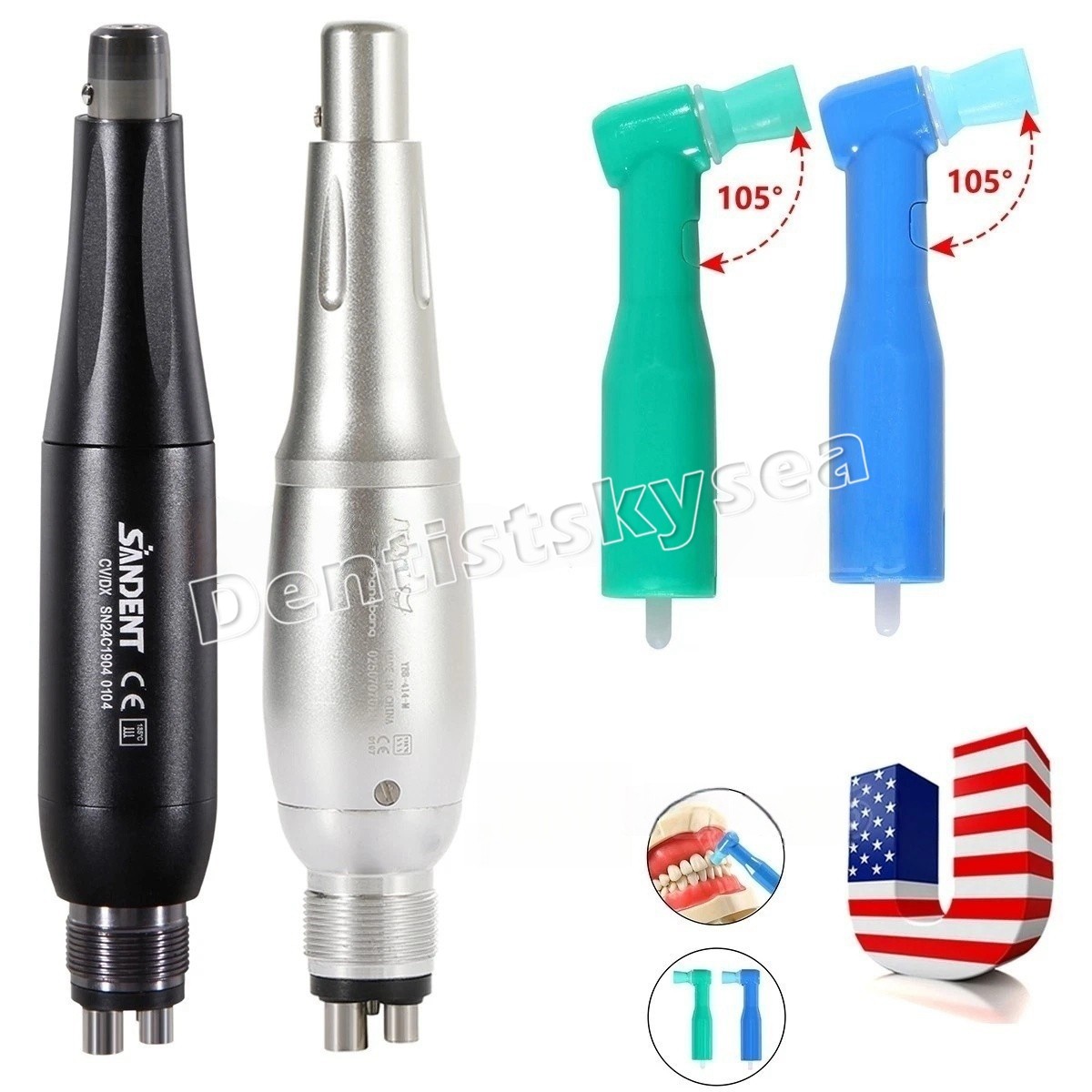 Dental Prophy Handpiece Hygiene 4:1 Straight Nose Cone Air Motor 4 Hole