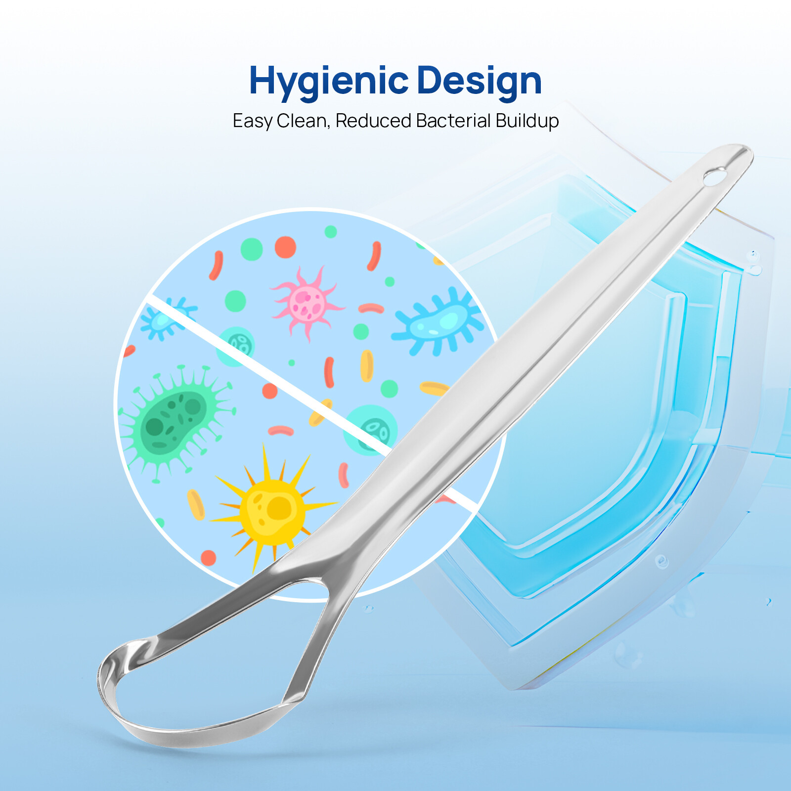 JMU Dental Tongue Scraper 304 Stainless Steel Tongue Cleaner