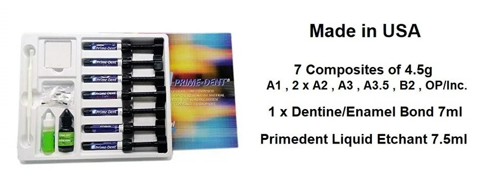 Dental PRIMEDENT VLC Resin Based 7 Composite Bonding Etchant Restorative Kit FS