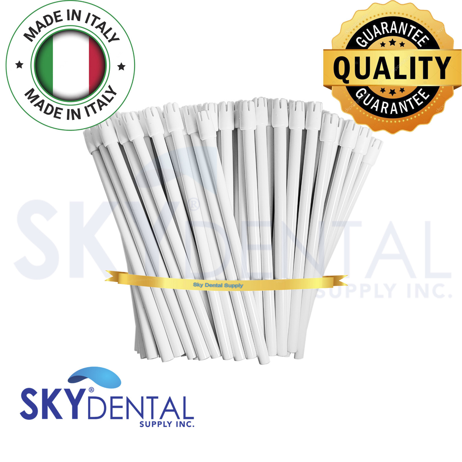 3000x Saliva Ejector Translucent White with White Tips Made in Italy