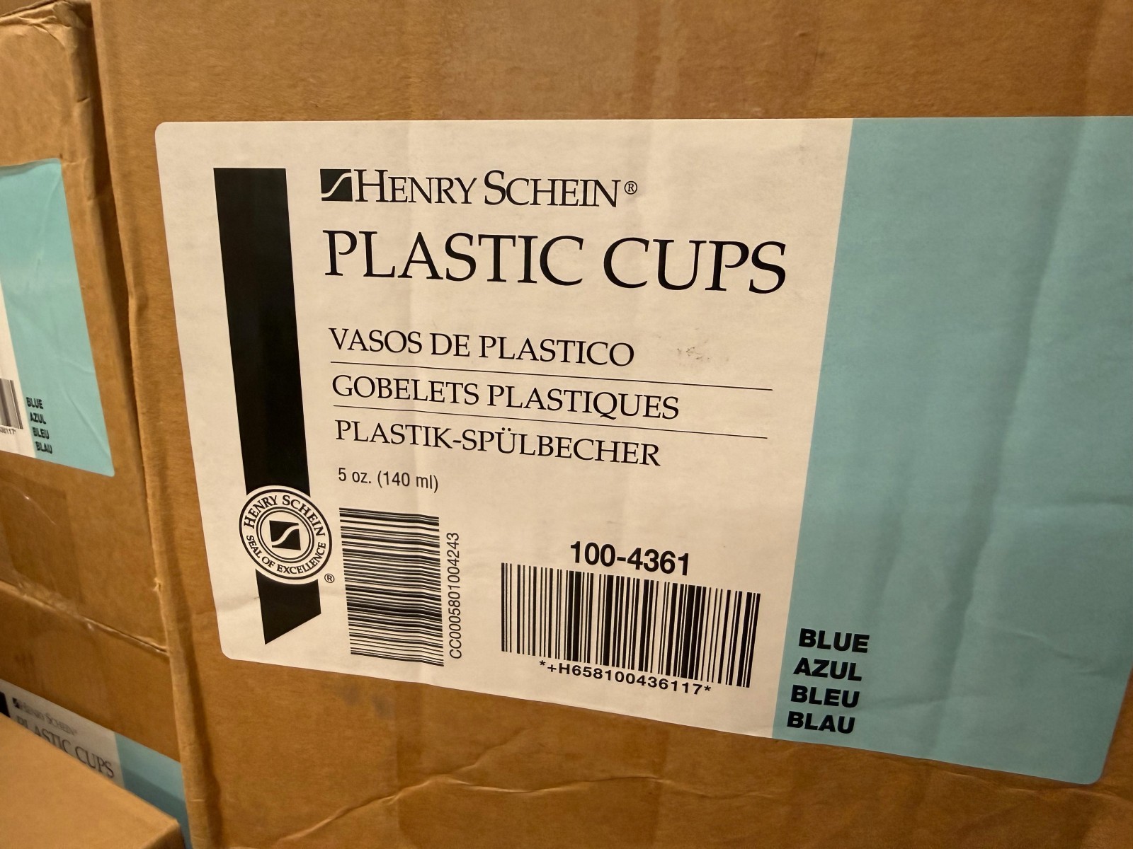 CASE OF 1000 Henry Schein 100-4361 Blue Plastic Cups 5oz Disposable