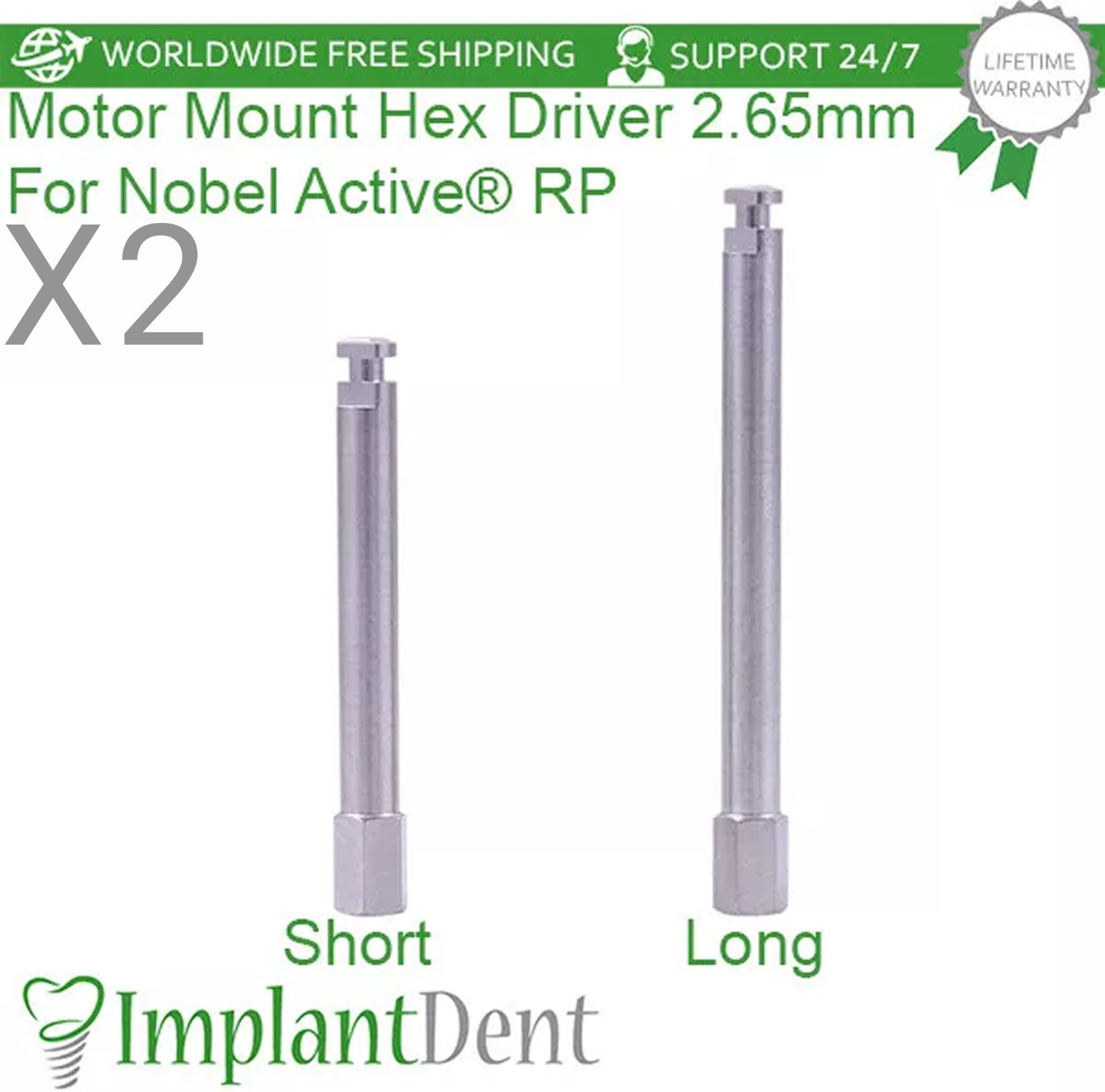 2x Dental Motor Mount Driver Conical Connection 2.65mm Regular Platform (RP)