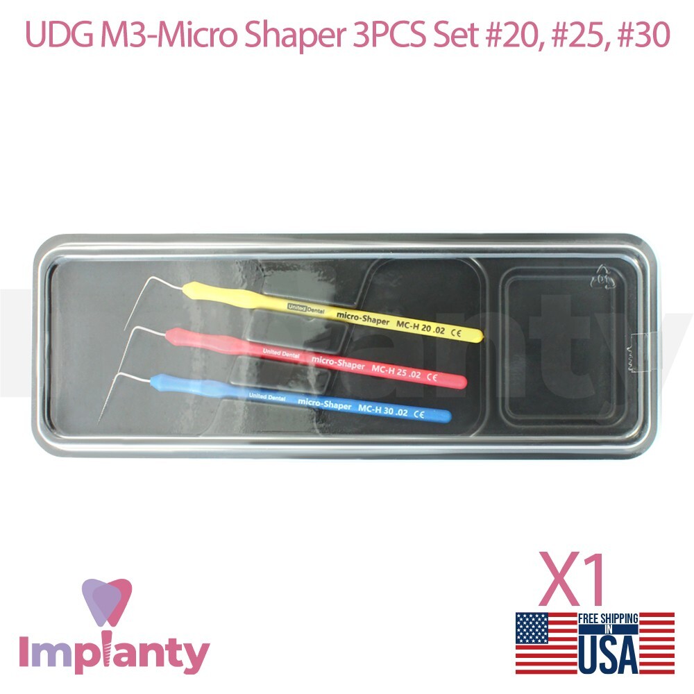 Dental M3-Micro Shaper #20 #25 #30 Set Plastic Handle Metal Tip Dentistry Tool