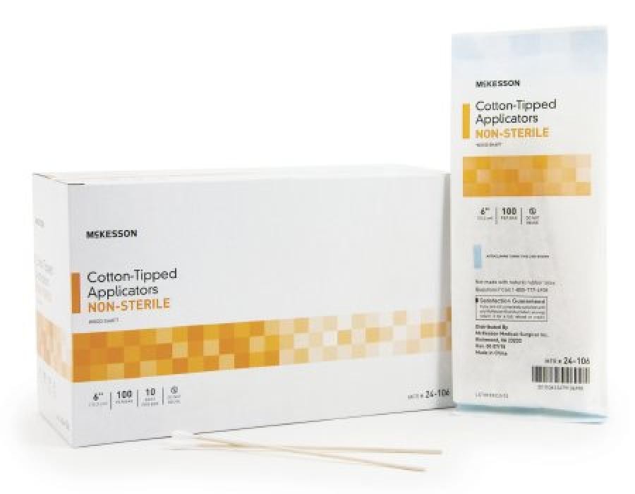 McKesson Cotton-Tipped Swabstick Wood Shaft 6 Inches Non-sterile 10000 Count
