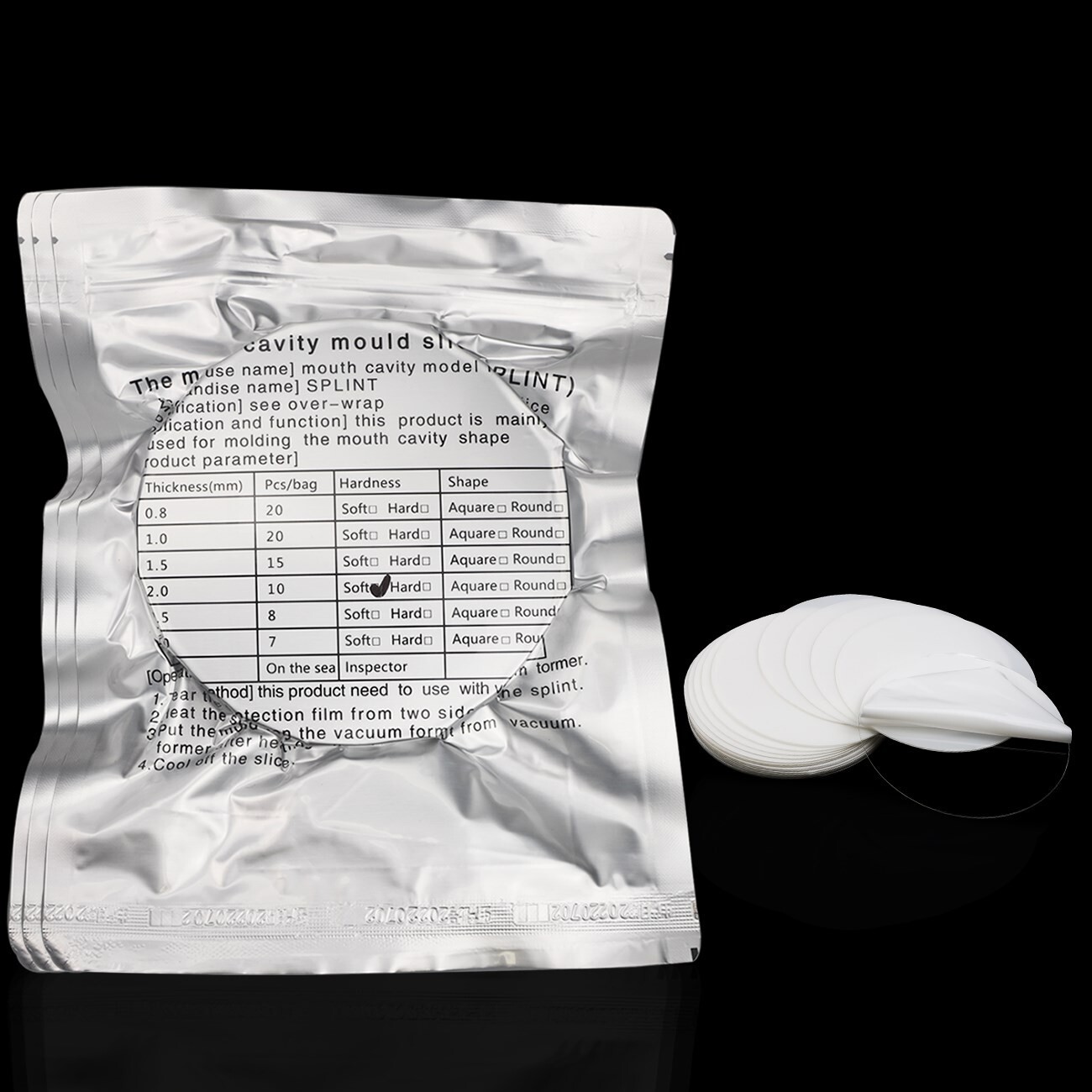 1.0mm Dental Splint Thermoforming Material for Vacuum Forming Soft Round Shape