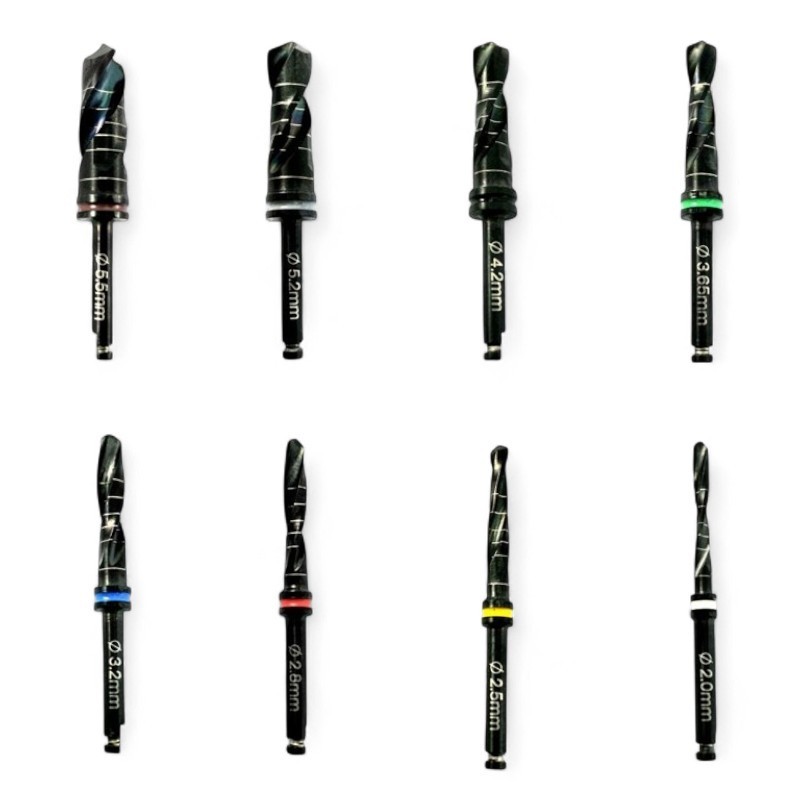 Universal Dental Drills Kit 8 Pcs – Black Titanium Coated Instruments set