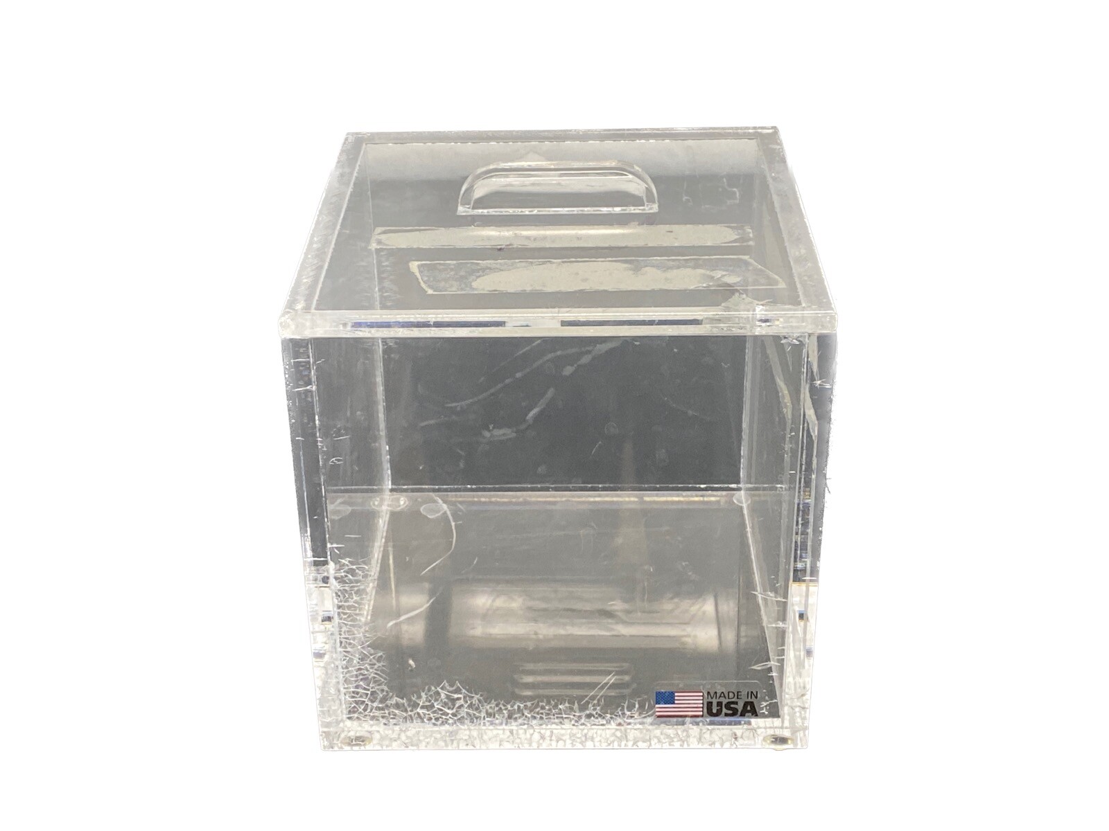 Acrylic Beta Storage Container & Top Loading Lid w/ Handle 6” x 6” x 5-3/4” ID B