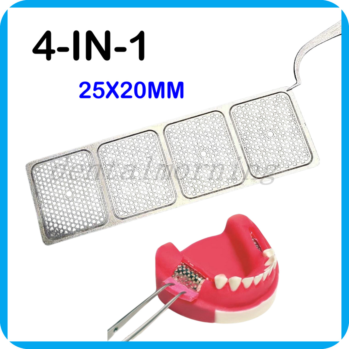GBR Dental Flexible Titanium Mesh Membrane 4-IN-1 Regeneration Barrier 20X25mm