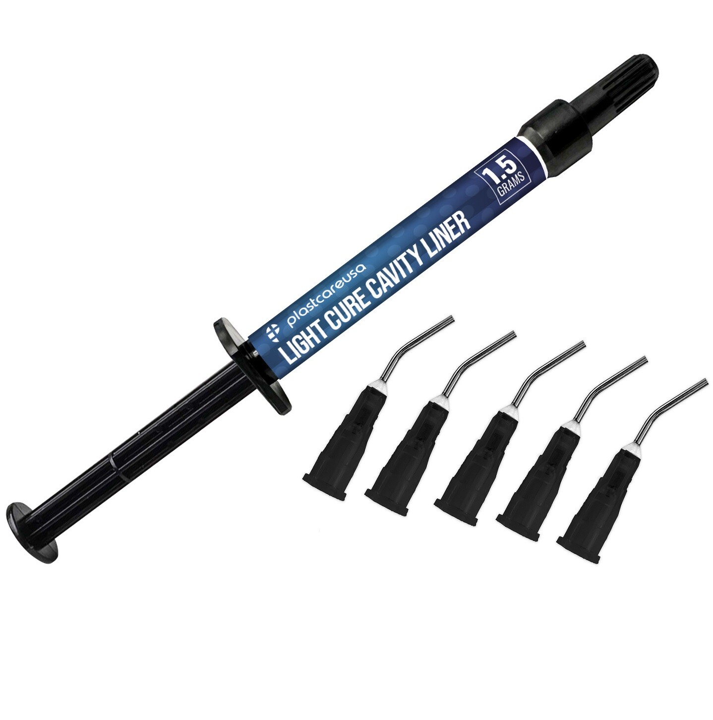 Dental Light Curve Cavity Liner Syringe 1.5g with 5 Applicator Tips, Made in USA