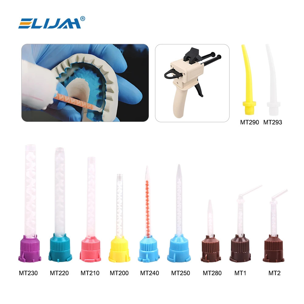 50pcs Dental Impression Material Silicone Rubber Crown Mixer Nozzle Mixing Tips