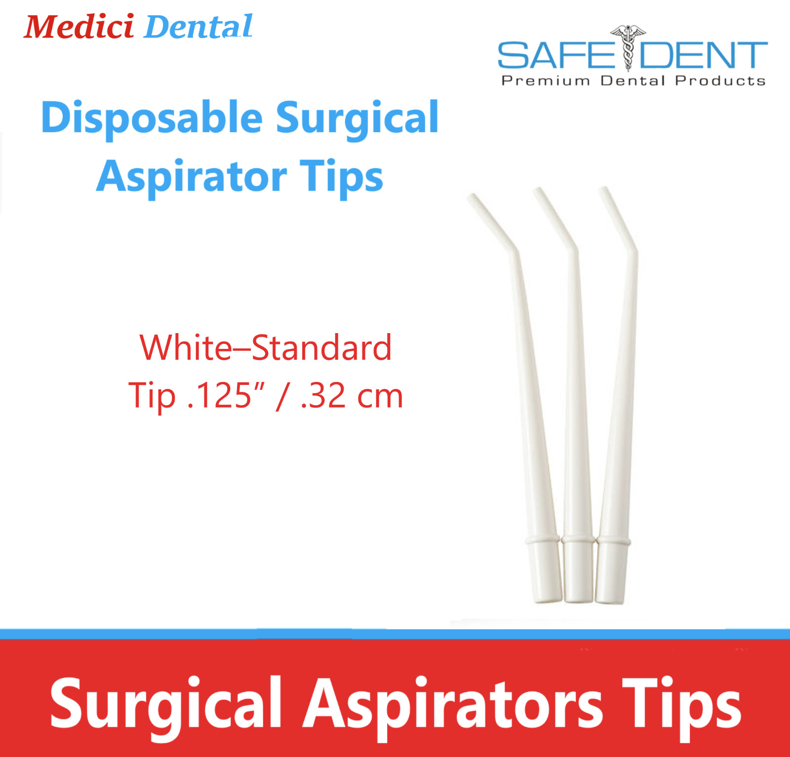 Dental Evacuation Surgical Aspirators & Aspirator Tips Green Blue, White 125/Pkg