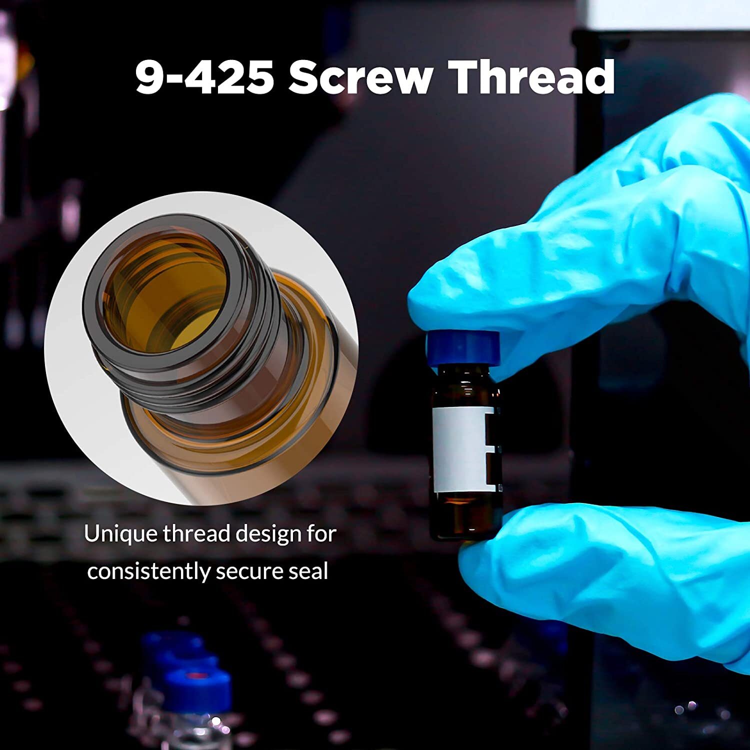 1000p 2mL Autosampler Amber Screw HPLC Vials Pre-slit Caps Write Area Graduation