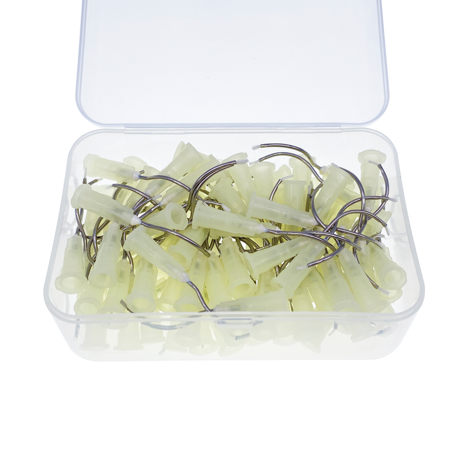 100Pcs Dental Hemostatic Delivery Bent Tips with Brush End 19G, Stat-Flo Type
