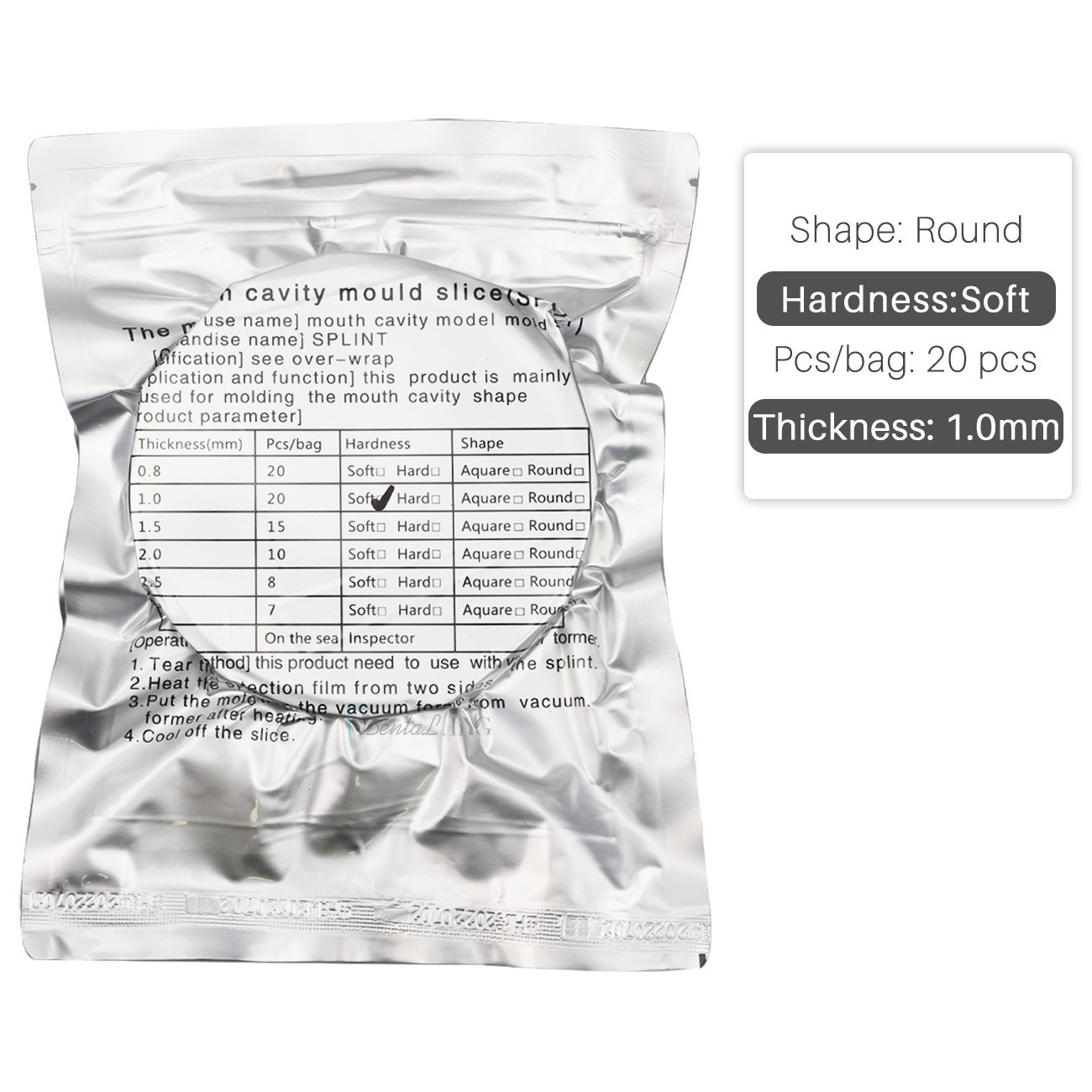 1.0mm Dental Splint Thermoforming Material for Vacuum Forming Soft Round Shape
