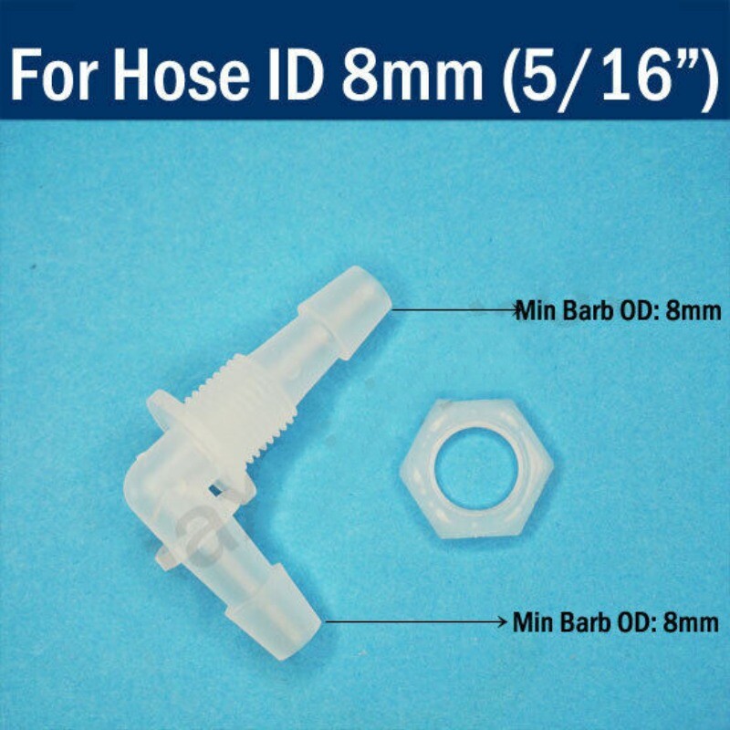 Plastic Straight Elbow Bulkhead Fitting Hose Barb Tube Connector Inch In 1~12mm