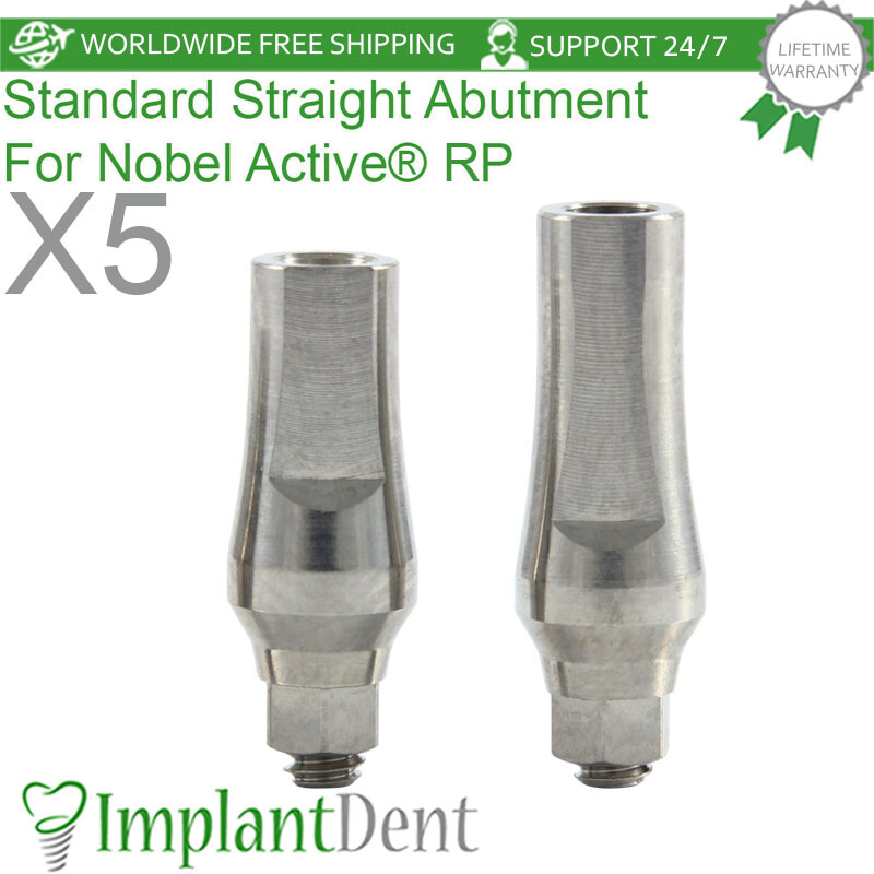 5x Dental Straight Prosthetic 4.0mm Regular Platform (RP) Conical Hex 2.65mm