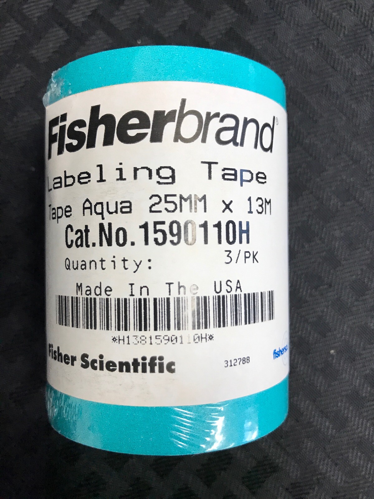 New (1 Roll) FISHERBRAND Labeling Tape 25mm x 14-Yards Aqua Color 15-901-10H