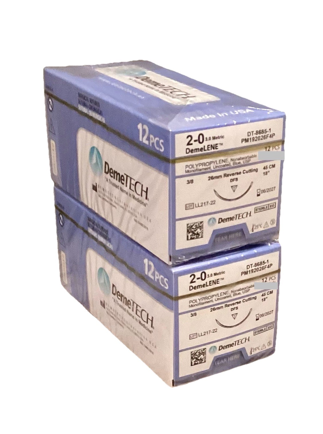 2-0 Polypropylene Sutures 18” Reverse Cutting 26mm 3/8c EXP 2027 2ct