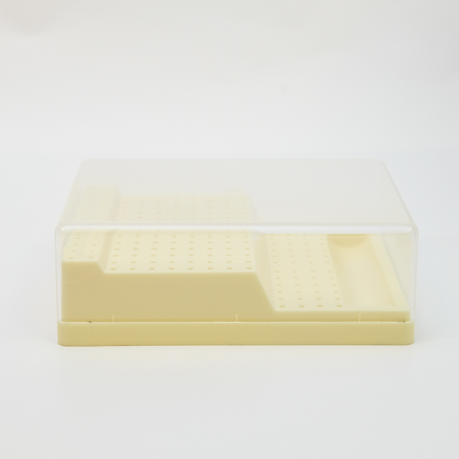 Dental Bur Block Holder Station with Lid Holds 168 Burs – 48 HP 96 RA 24 FG