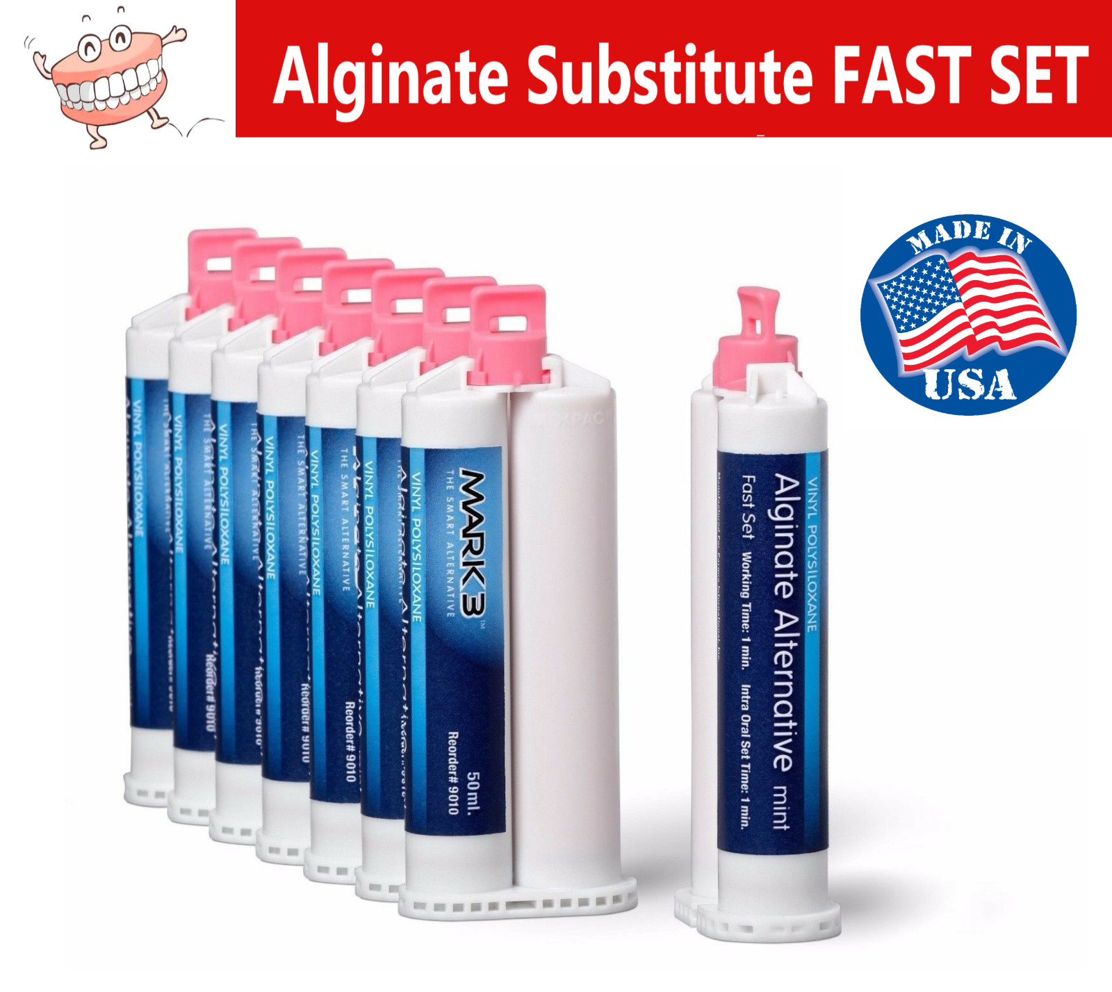 Dental VPS Alginate Substitute Alternative Up to 8 x 50mL Cartridges, Fast Set
