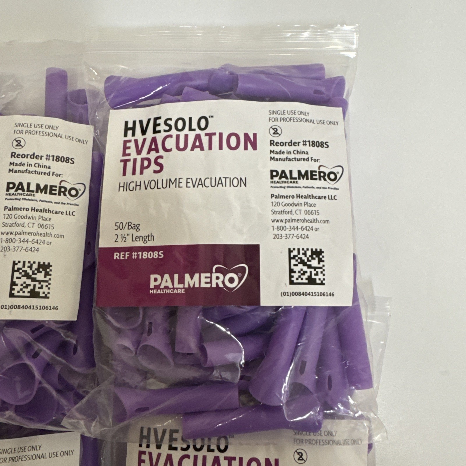 4 BAGS Dental Palmero HVEsolo Suction Evacuation Tips 2.5″ Length 50/Bag #1808S