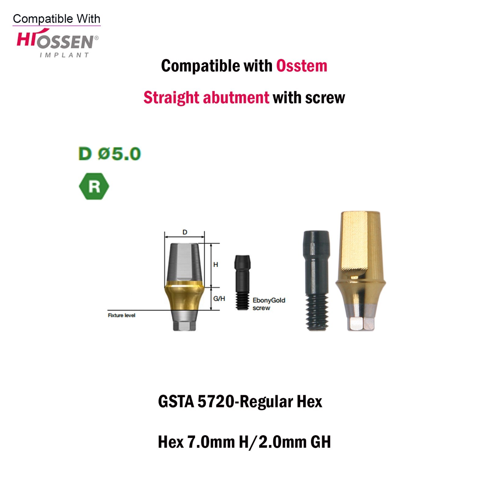 Titanium Straight Abutment Ti Cemented Abutment Compatible Osstem Hiossen TS M/R