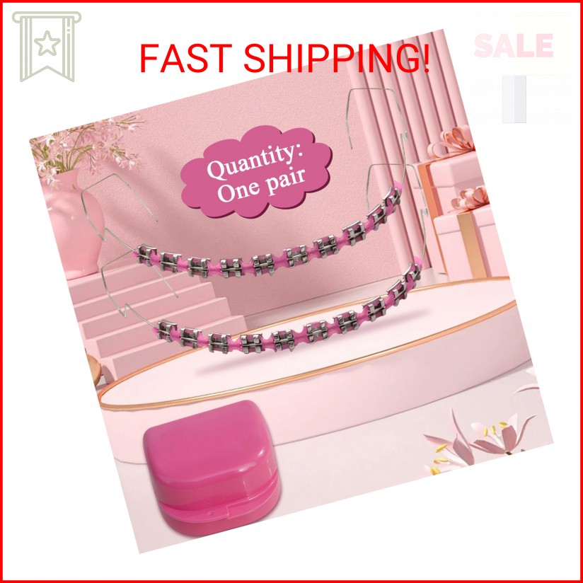 1 Pack Fake Braces, Temporary Tooth Decoration with Metal Wires, Metal Brackets