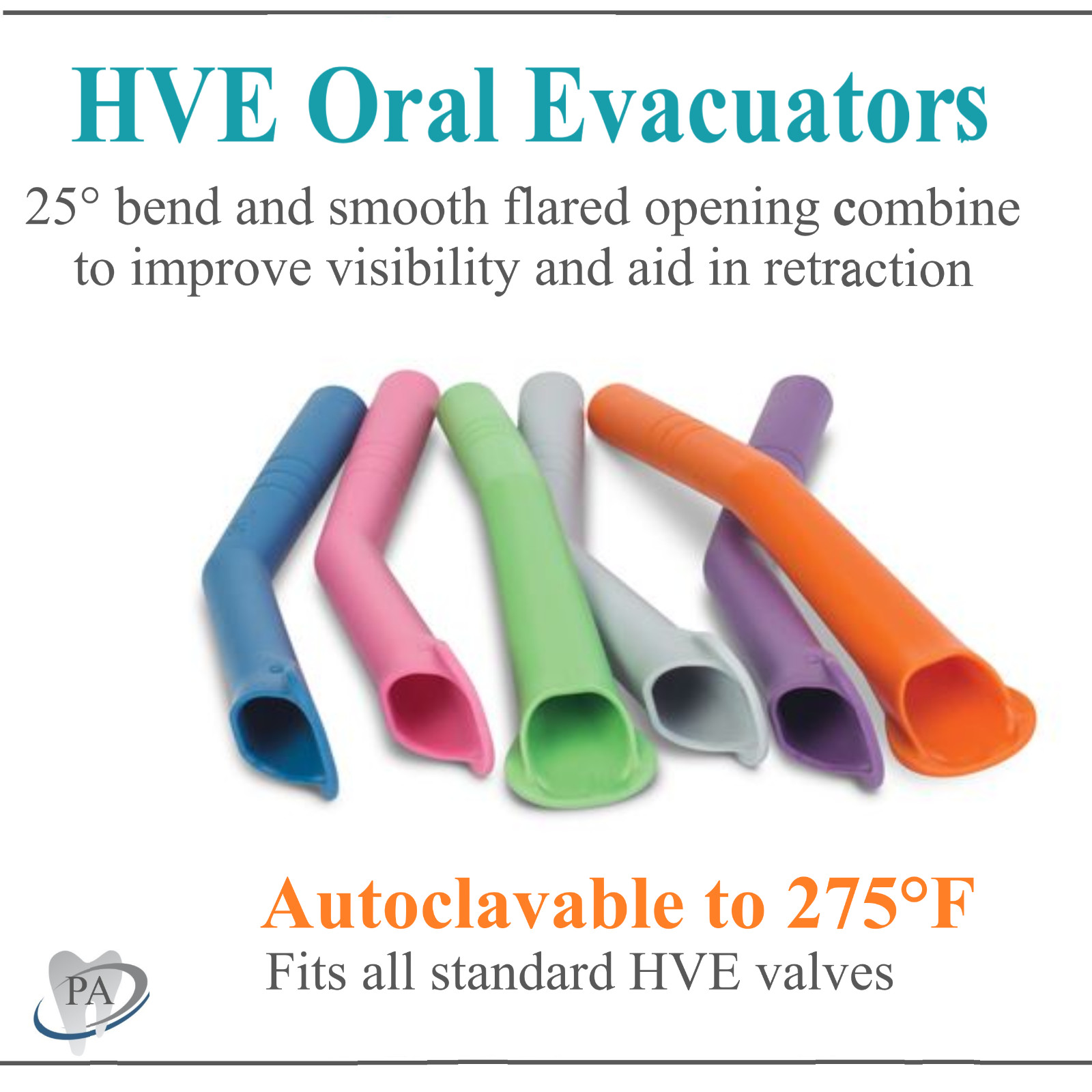 Dental HVE Tips HVESolo Reusable Evacuation Tips Bendable, Autoclave 275F, 12/Bg