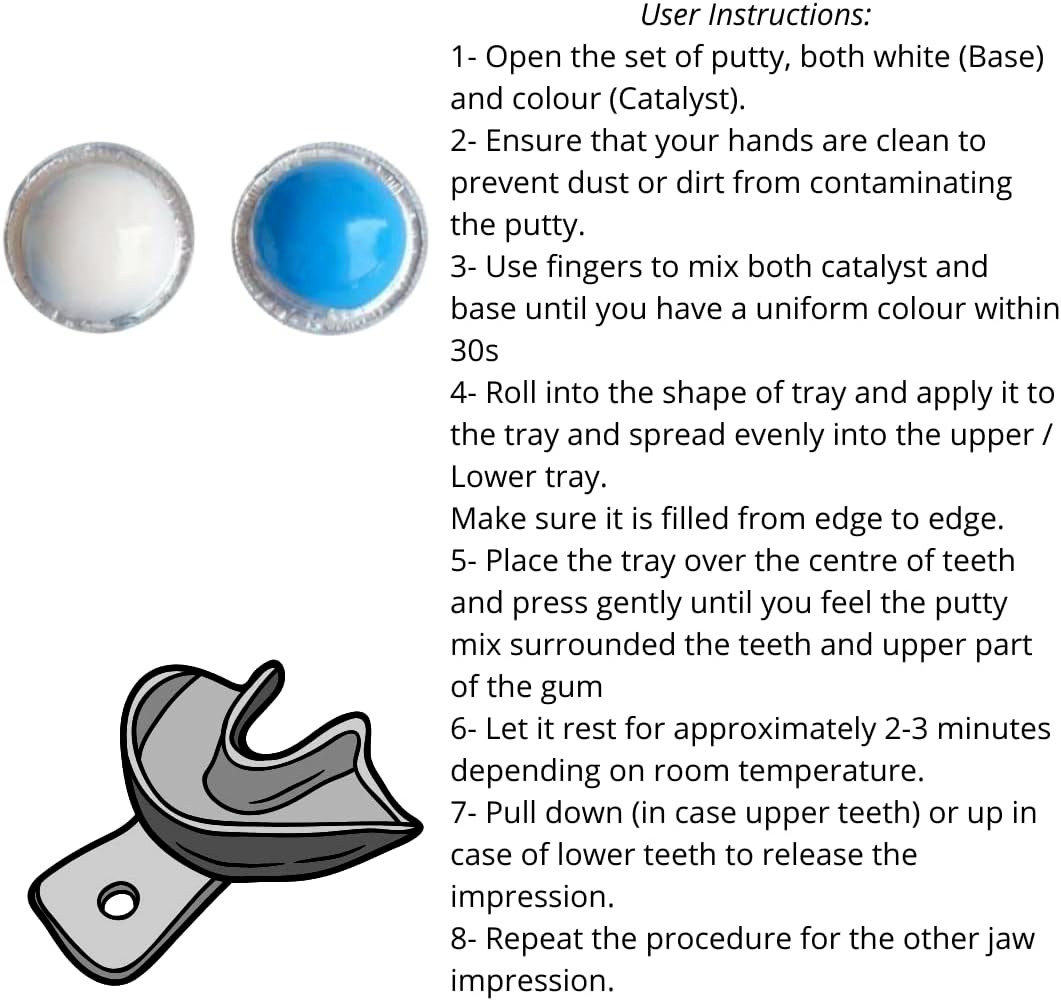 Hydrophilic Dental Impression Putty Set, Blue & White – Fast Setting Firm