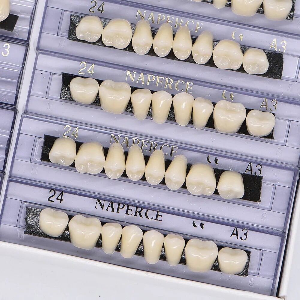 168Pcs Dental Acrylic Resin Denture 24# Shade A3 Full Upper Lower False Teeth