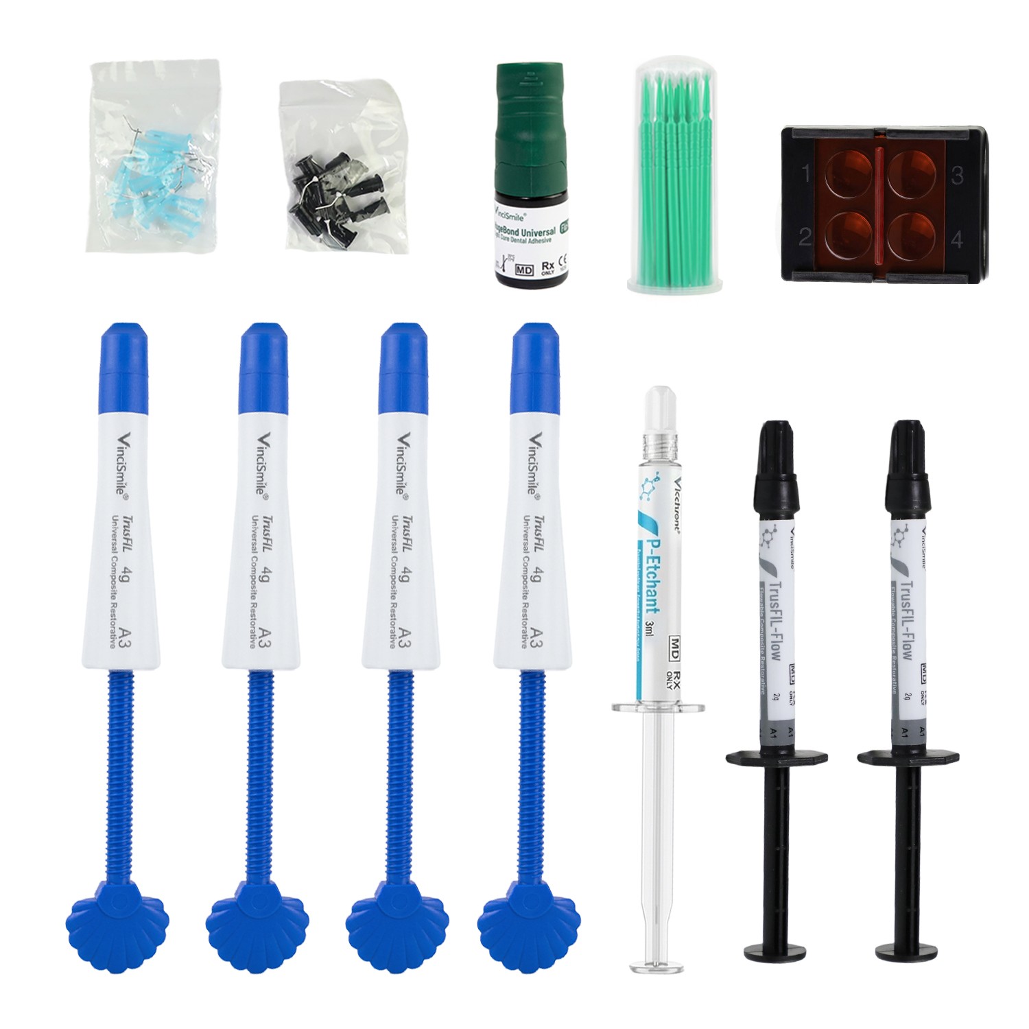 Dental Universal Composite Restoration Kit, Composite/Etching Gel/Bonding Kit