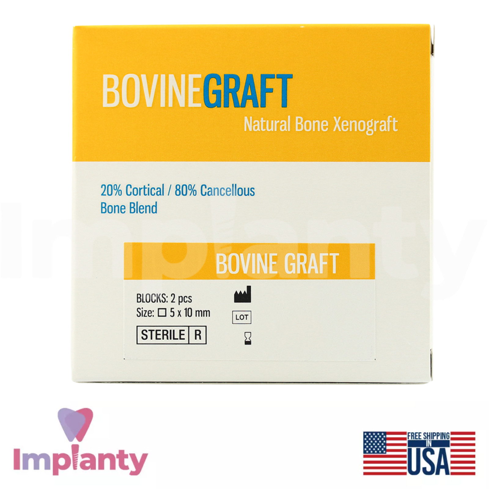 GDT Natural B0vine B0ne Dental Graft Cubes Sterilized Blister Packaging