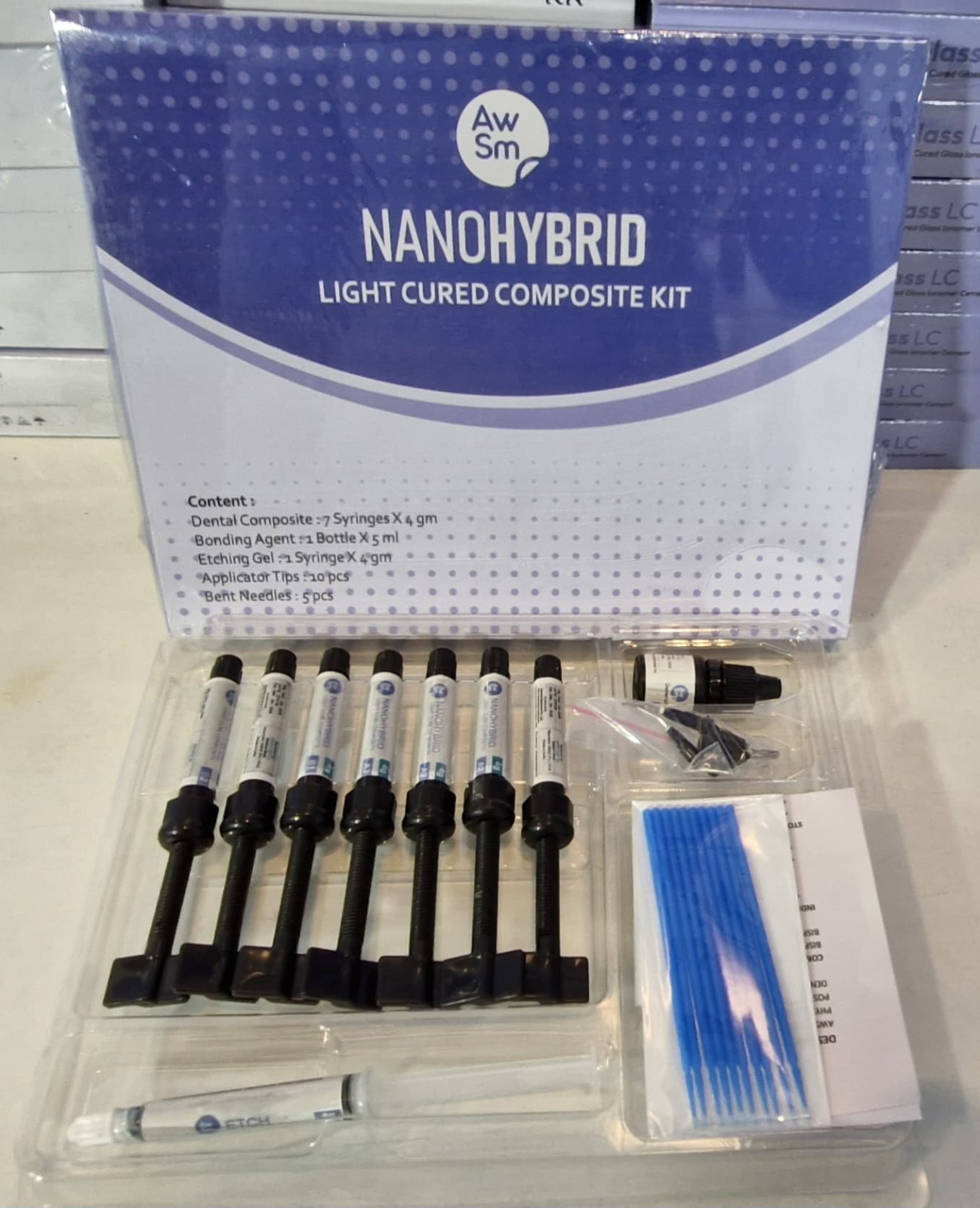 AWSM Nano Hybrid Light Cured Dental Composite Kit (Free Ship)
