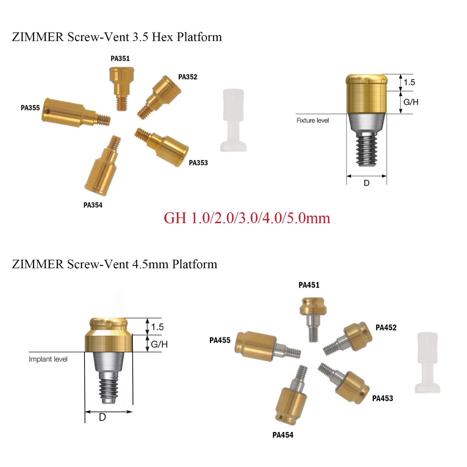 US For Zimmer MIS Implant Removable Locator Abutment Diameter Ø3.5mm/4.5mm 1Pcs