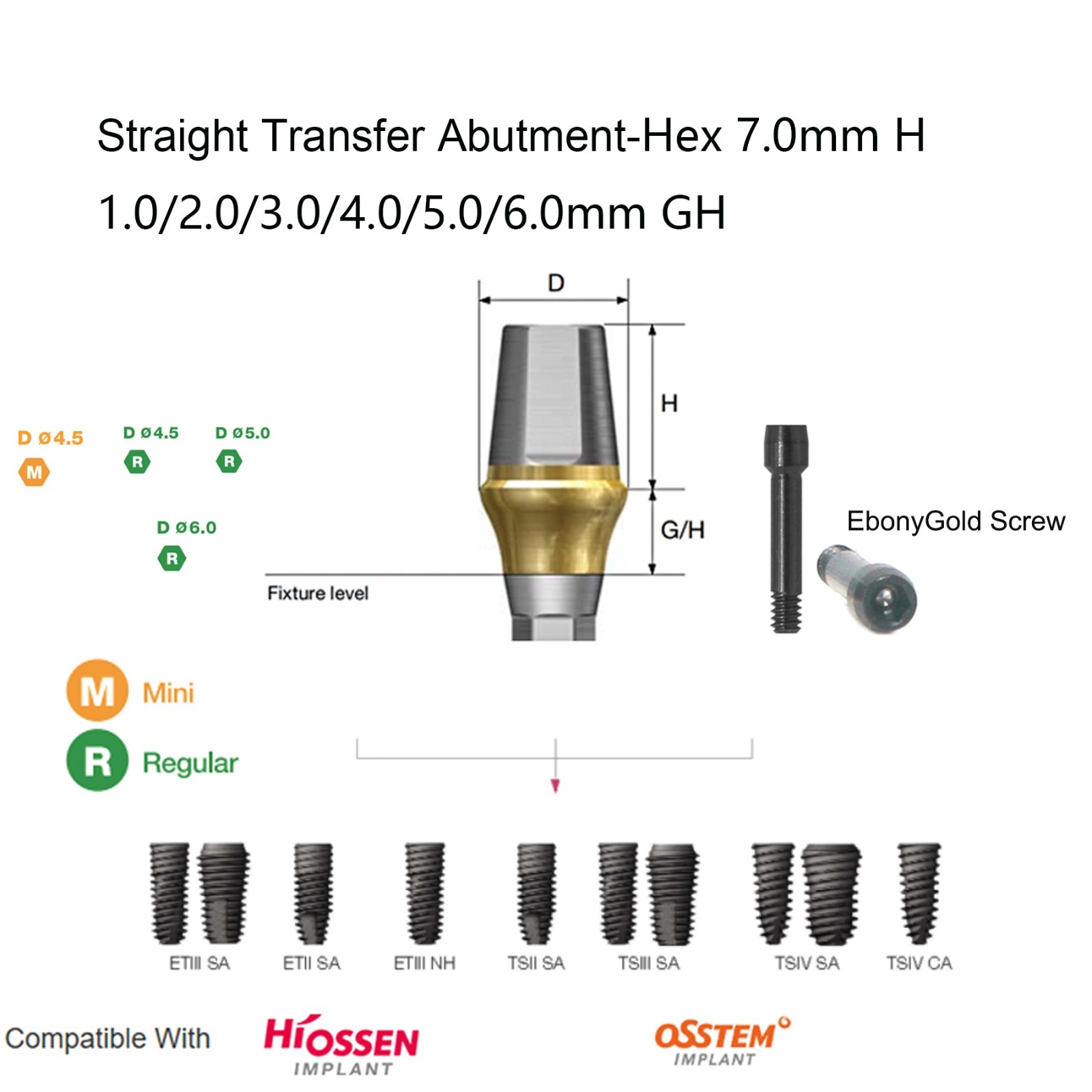 Hiossen ET Dental zest Locator/Healing/Straight/Angulated Abutment Mini/Regular