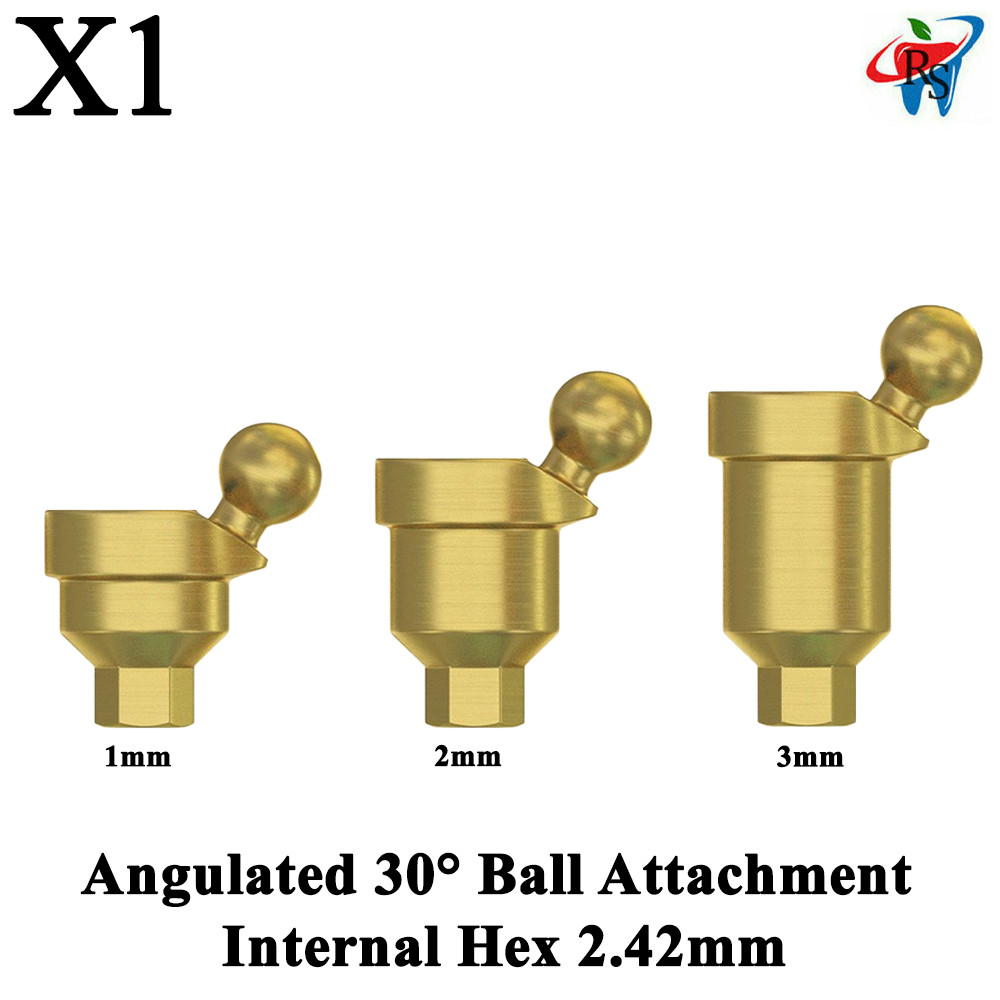 1x Dental Prosthetic Ball Angulated 30° Attachment Abutment Titanium Int Hex
