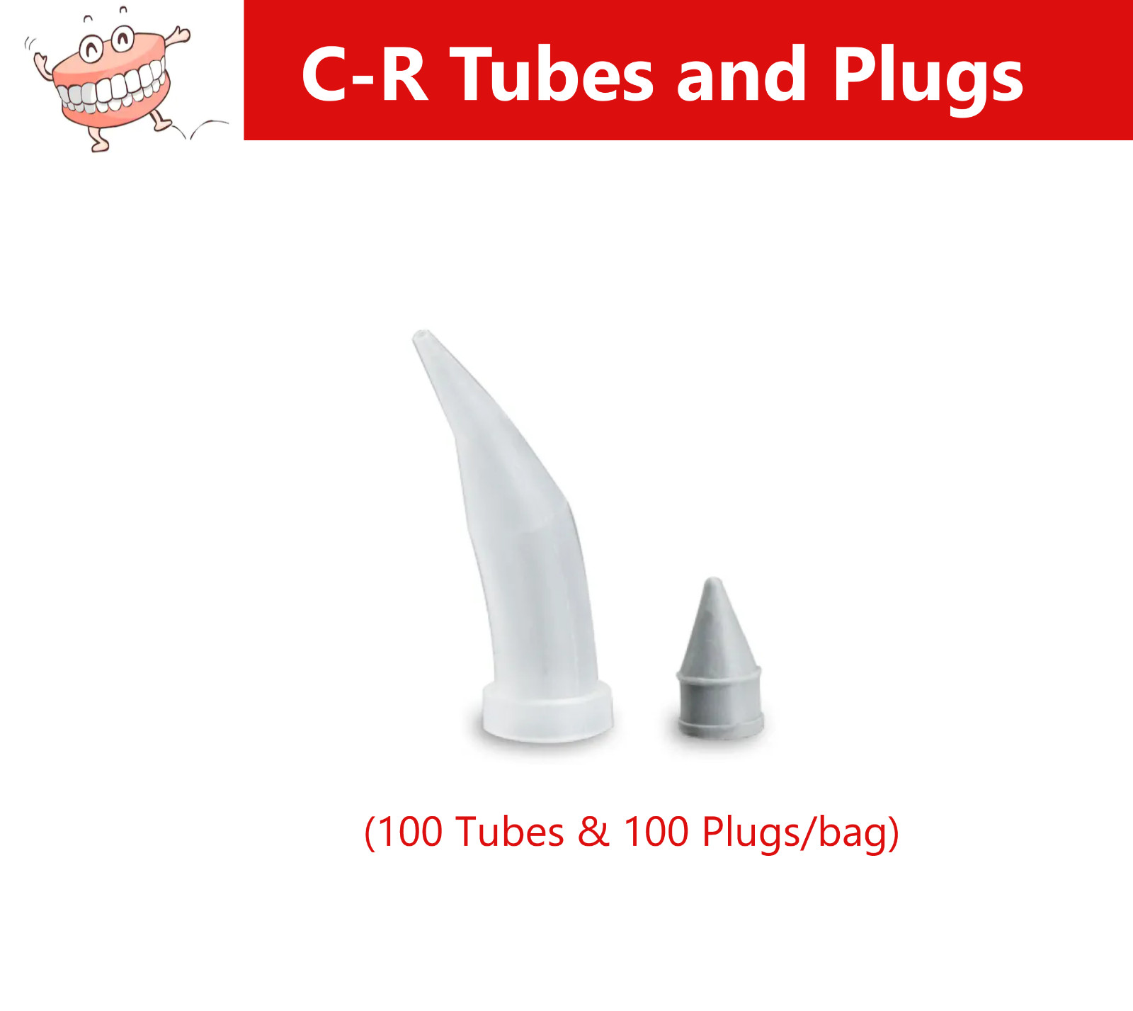 Dental Accudose Tubes and Plugs For C-R Syringe Clear, 100/Box