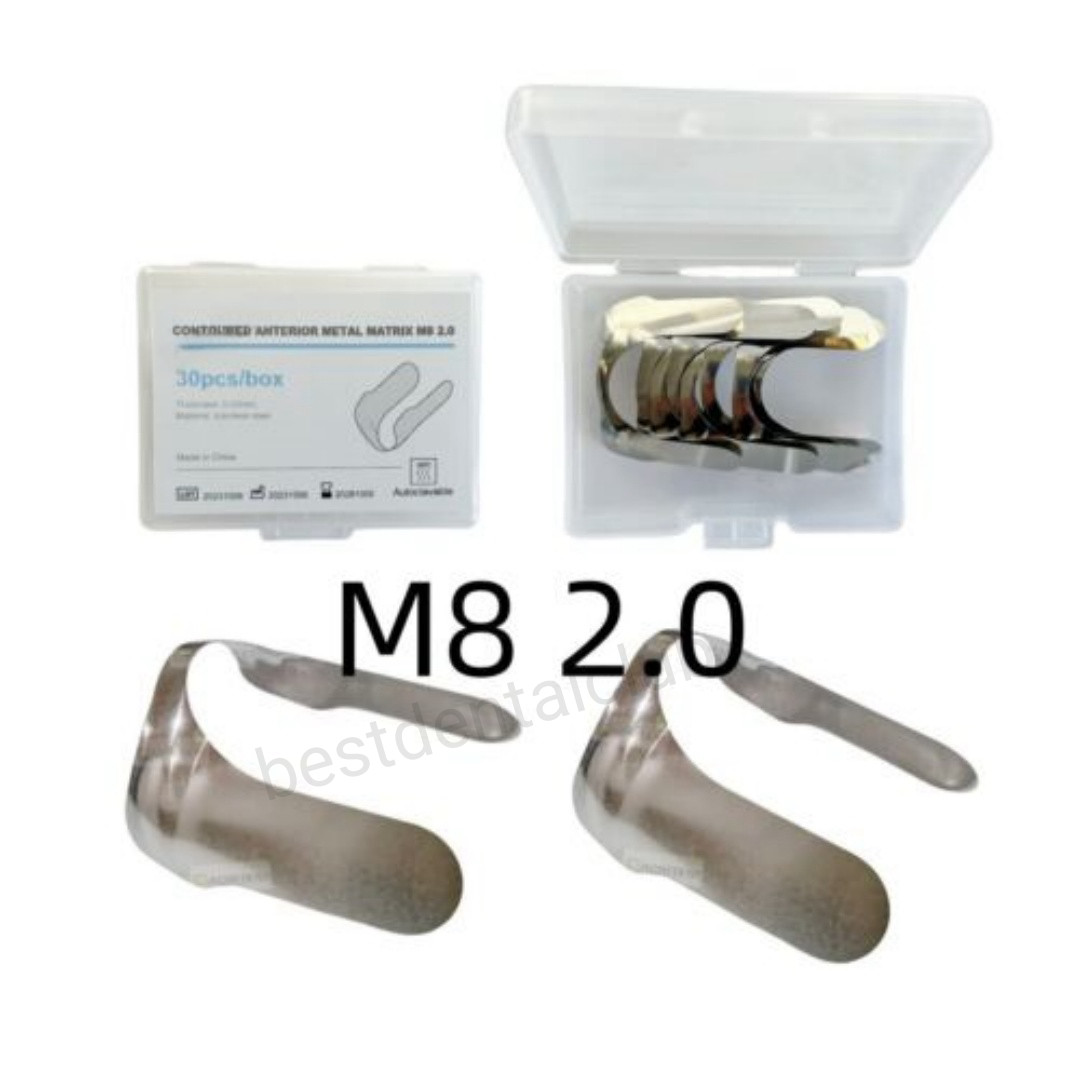 1Box Dental Contoured Anterior Metal Matrix M8 2.0 Matrice Thickness 0.03mm
