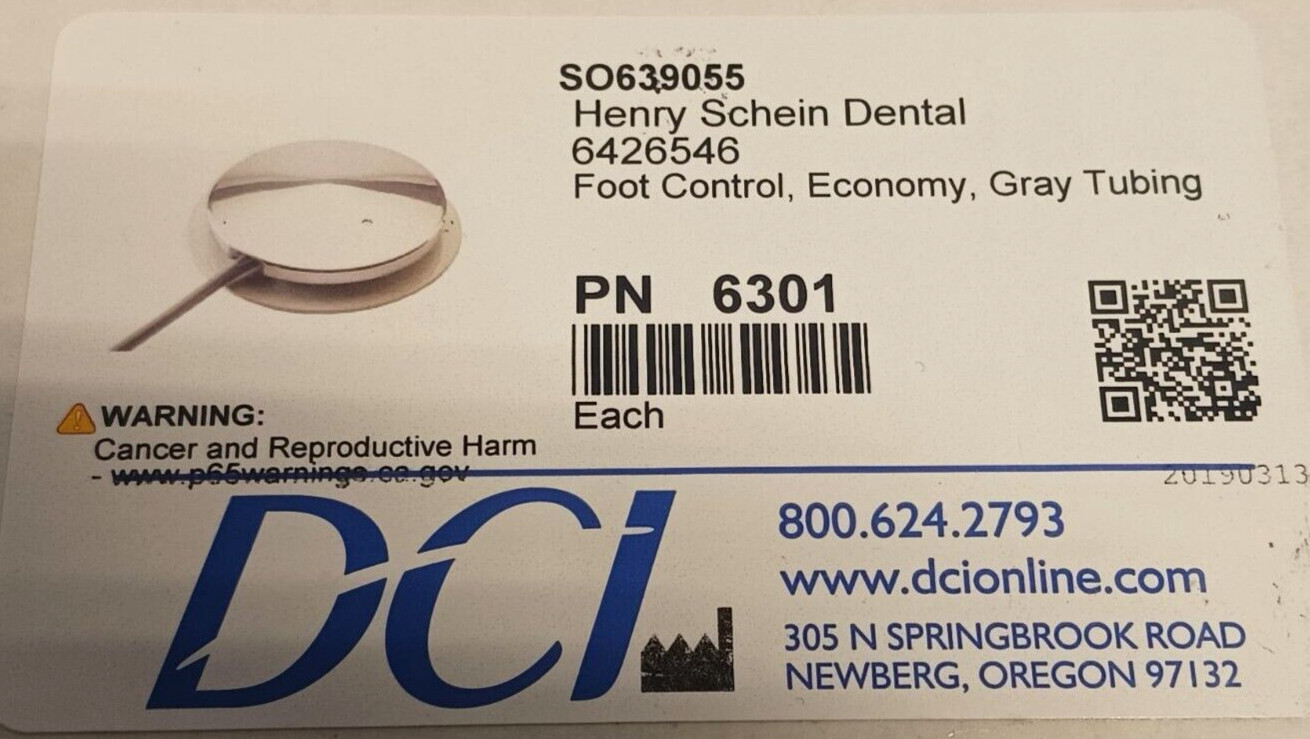 *LOT OF 3* DCI Henry Schein Dental 6301 Gray Tubing Foot Control 642-6546