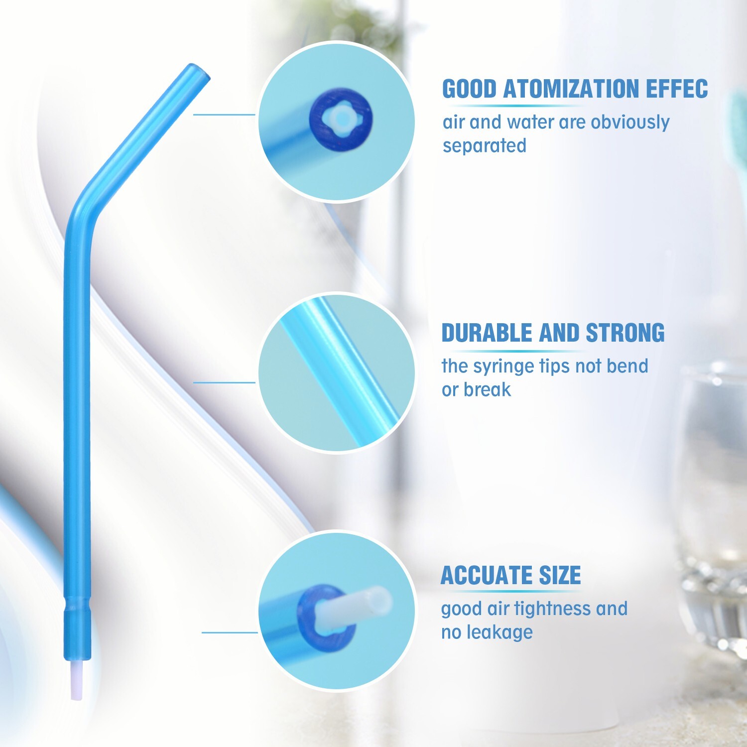 2000 Dental Disposable Air Water Syringe Tips-White Inner Rainbow Outer Tube