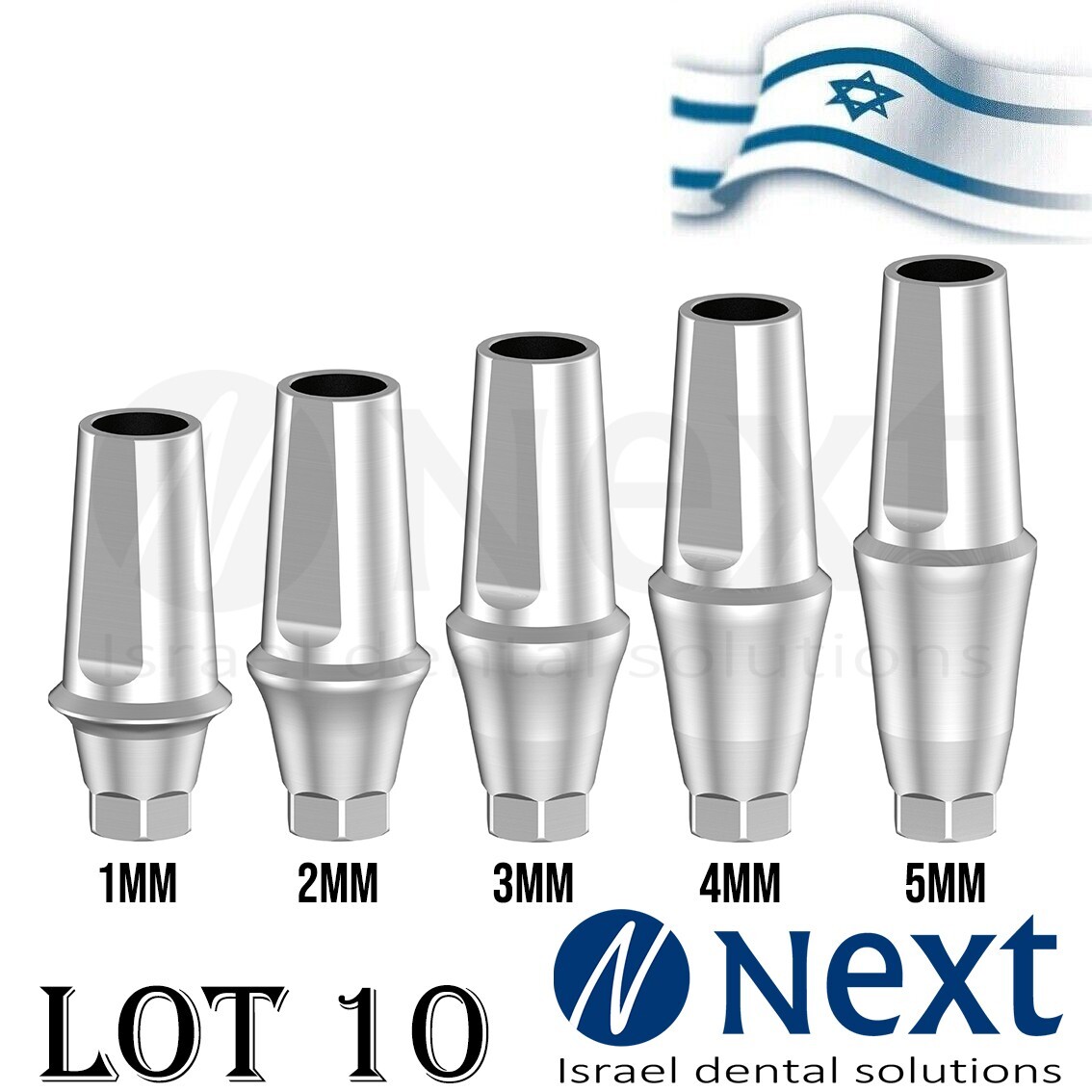 lot x10 Straight Abutment Hiossen Regular replica screw 1 – 5 mm conical