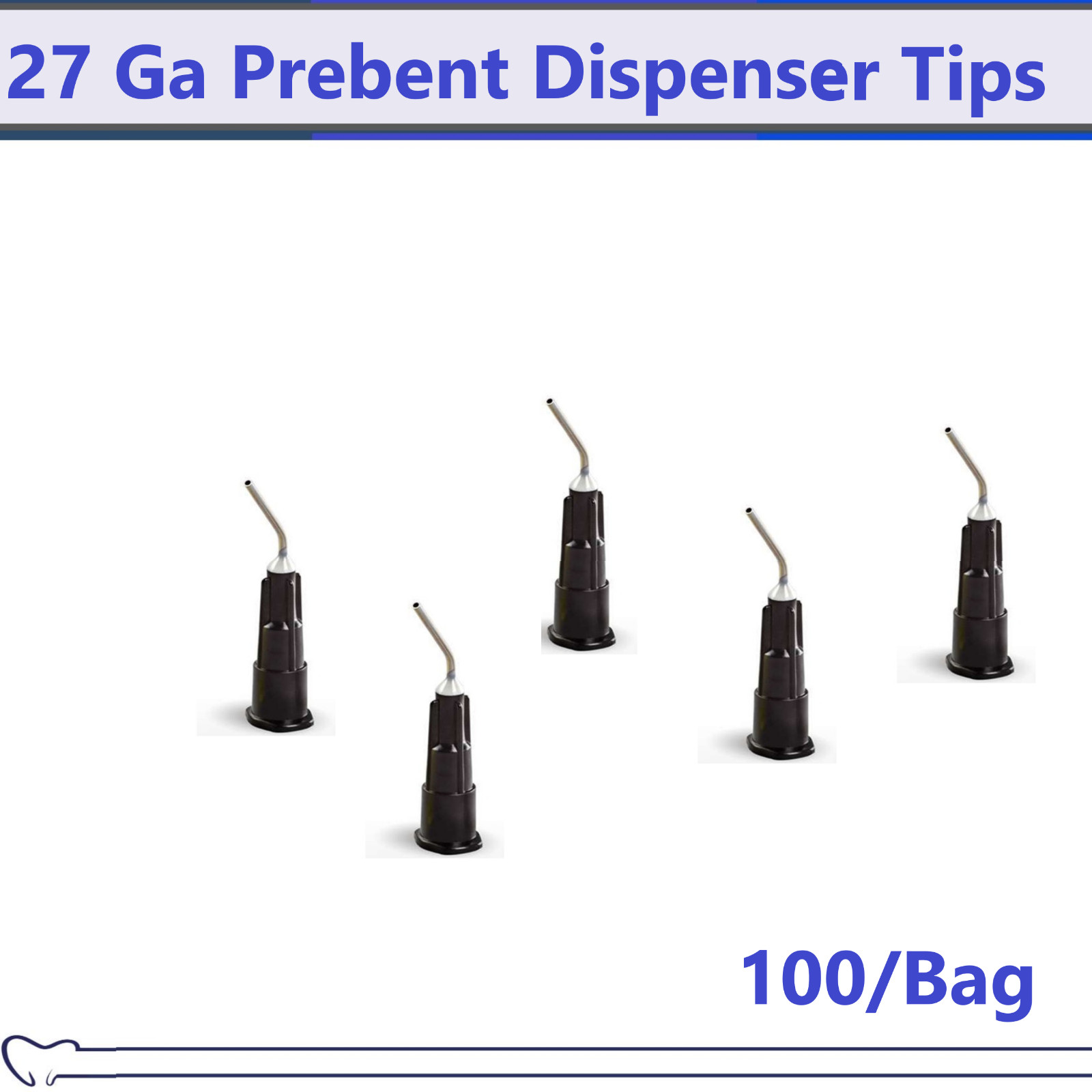 Dental Prebent Dispensing Tips Black 27 Ga Pit Fissure Sealant Dispenser 100/Bg