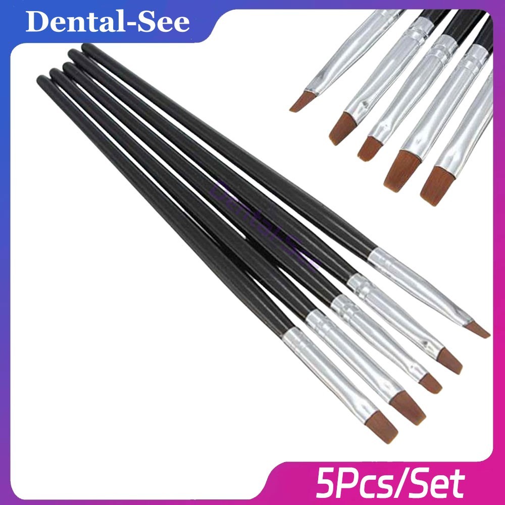 5Pcs/Kit Dental Composite Silicone Brush Pen Resin Veneer Cement Porcelain Pen