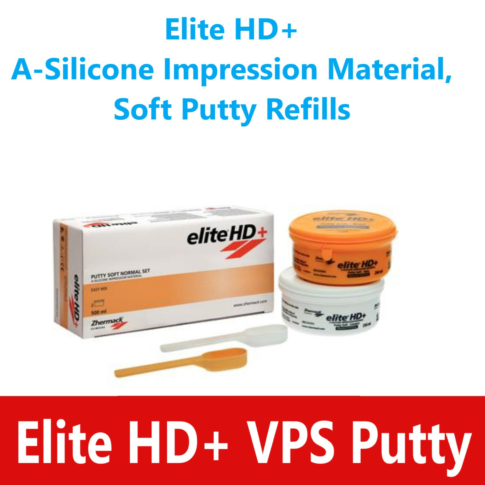 Dental Elite HD+ A-Silicone Impression Putty, Soft Fast / Regular Set, 500ML