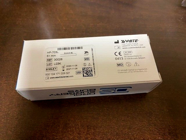 SS White Oral surgical Bur Shank #2 ( Hall 51mm )HP 703L 10 ct made in USA 30026