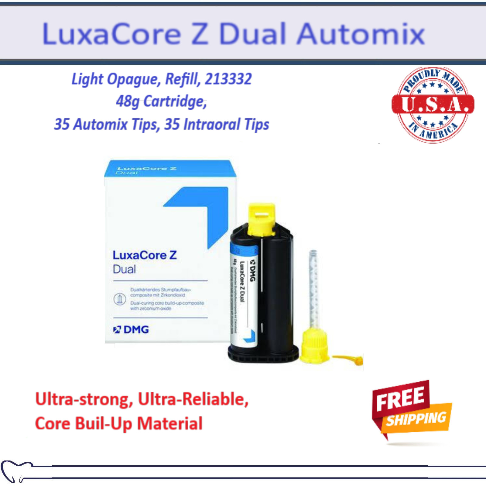 DMG LuxaCore Z Dual Automix Light Opaque, Refill, 213332 48 g Cartridge, 35 Tips