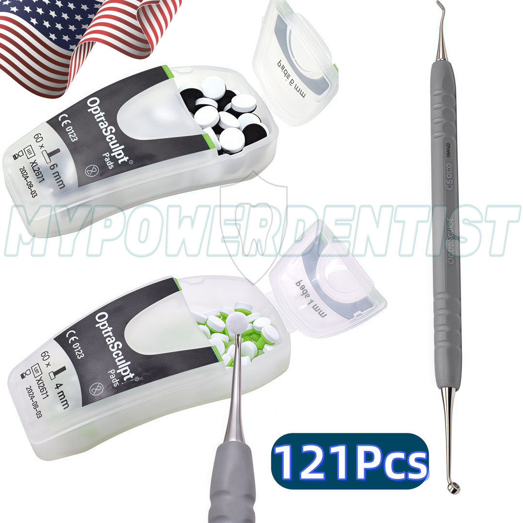 121Pcs Dental L/S Foam Pad Handle Composite Resin Veneer Spatula Pads OptraSulpt